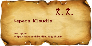 Kepecs Klaudia névjegykártya